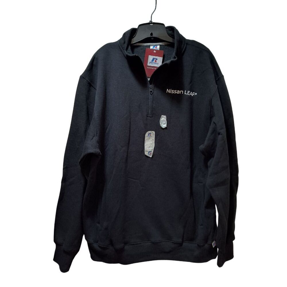 Russell Athletic Nissan Leaf Dri Power Quarter Zip Sweatshirt Men's XL Black